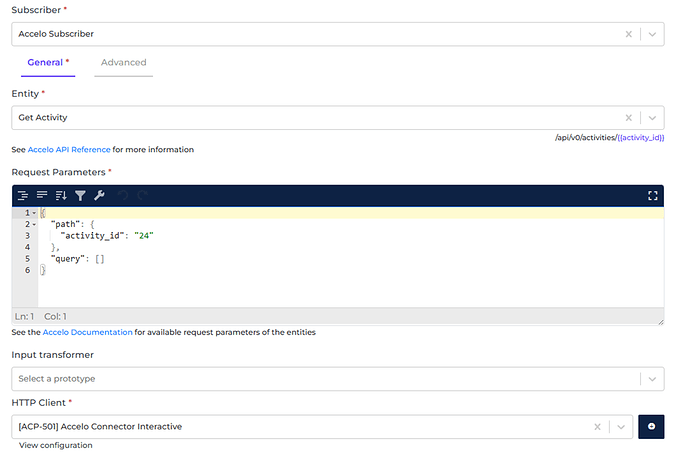 Accelo connector screenshot 1