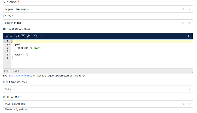 Algolia connector screenshot 2