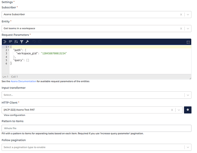 Asana connector screenshot 2