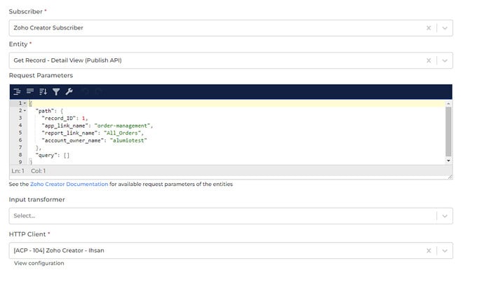 Zoho Creator connector screenshot 2