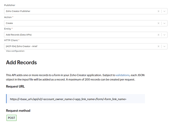 Zoho Creator connector screenshot 5