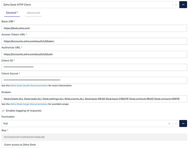 Zoho Desk connector screenshot 1