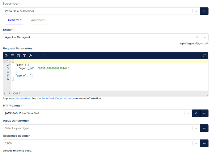 Zoho Desk connector screenshot 2