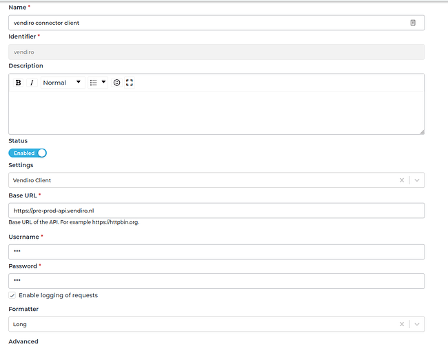 Vendiro connector screenshot 1