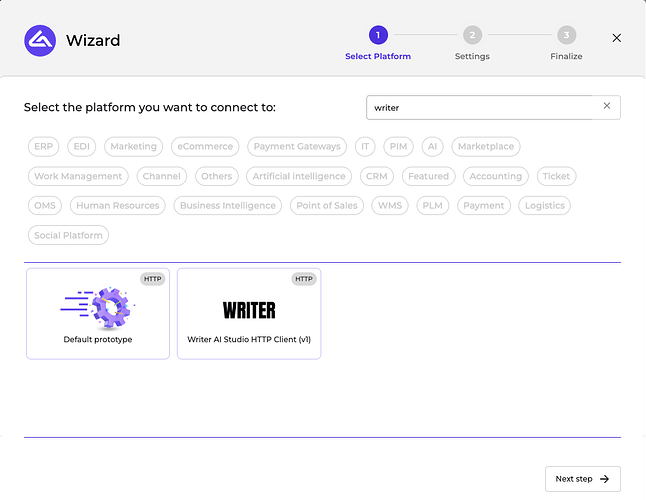 Writer connector screenshot 1