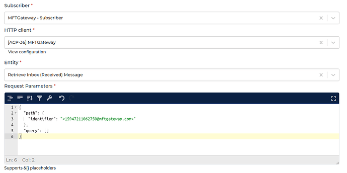 MFTGateway connector screenshot 2