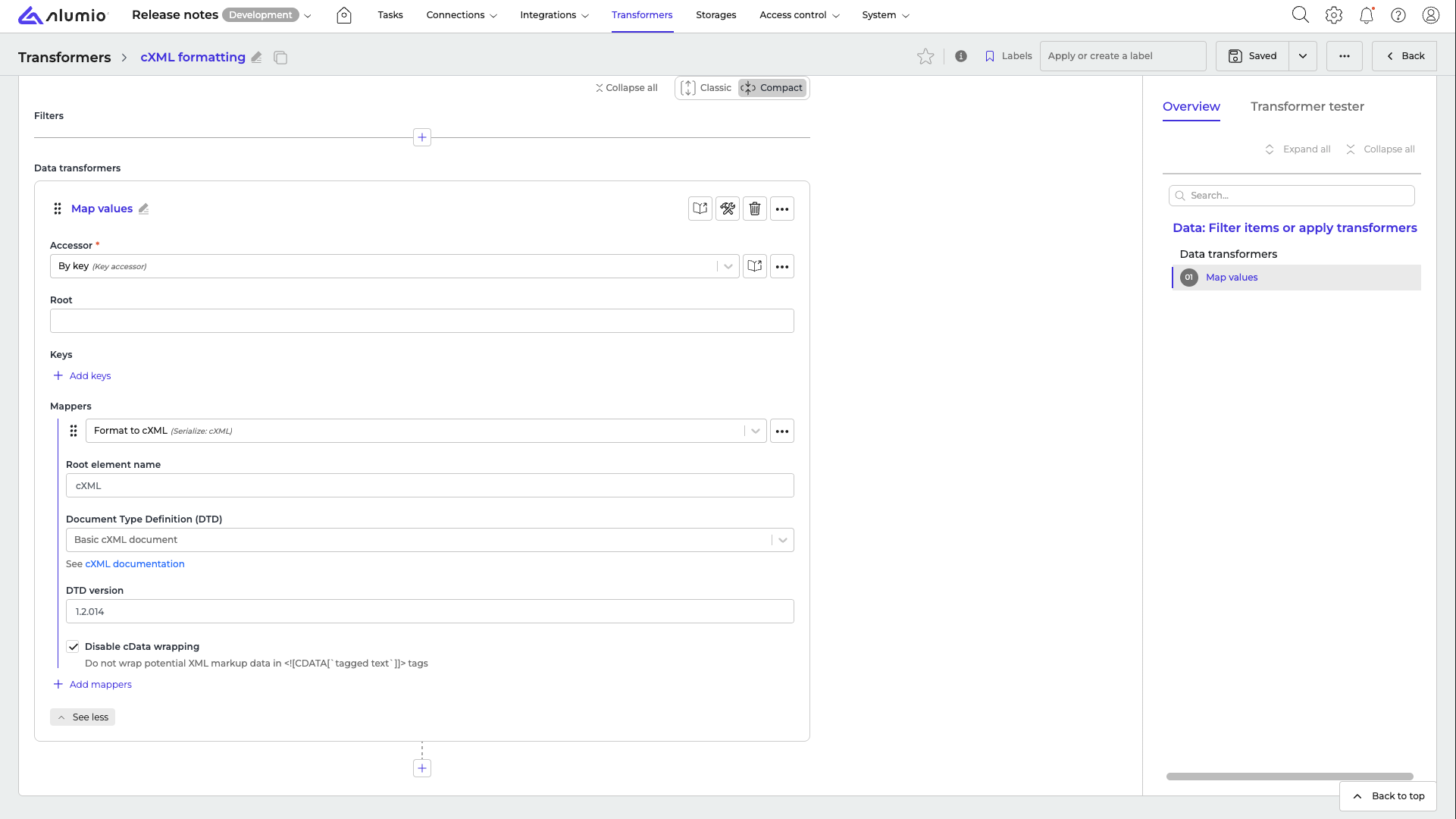 Disable Cdata Wrapping
