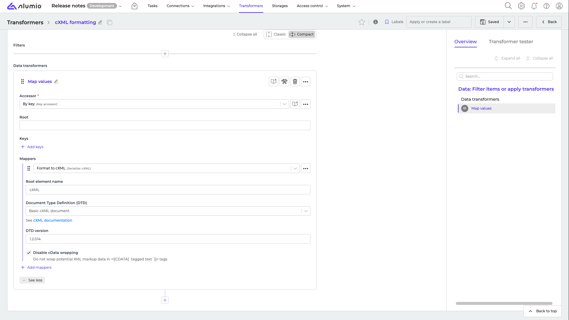 Disable Cdata Wrapping
