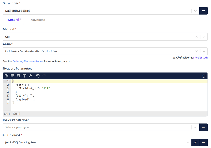 Datadog connector screenshot 2
