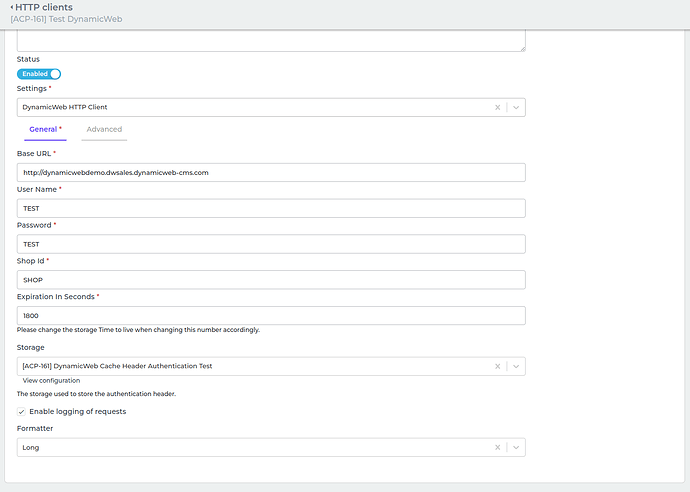 DynamicWeb connector screenshot 2