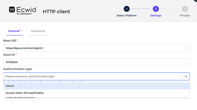 Ecwid connector screenshot 1