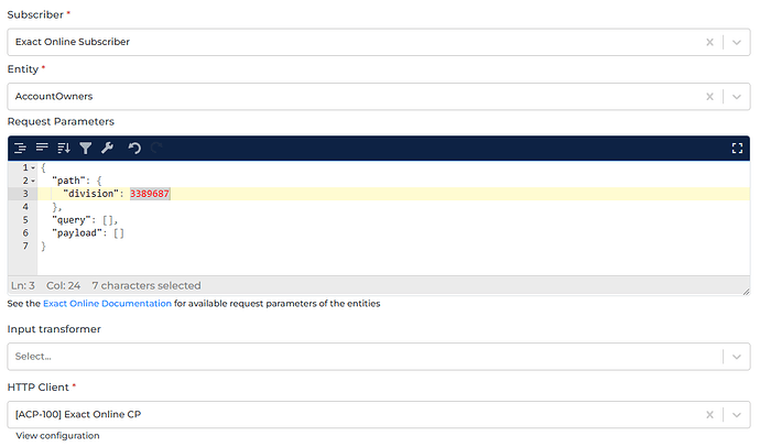Exact Online connector screenshot 1