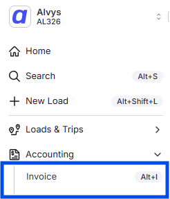 Image showing navigation to invoicing page