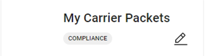 Alvys Integrations page showing the Compliance section with the MyCarrierPackets integration box and pencil icon.