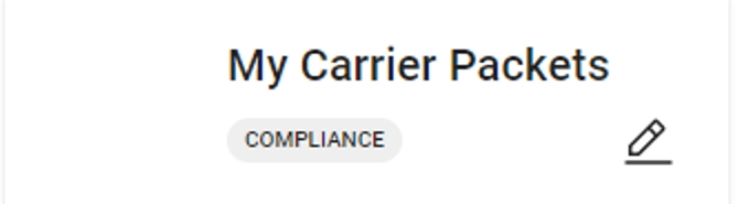Alvys Integrations page showing the Compliance section with the MyCarrierPackets integration box and pencil icon.