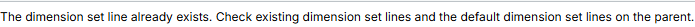 Duplicate Dimension Set error example.