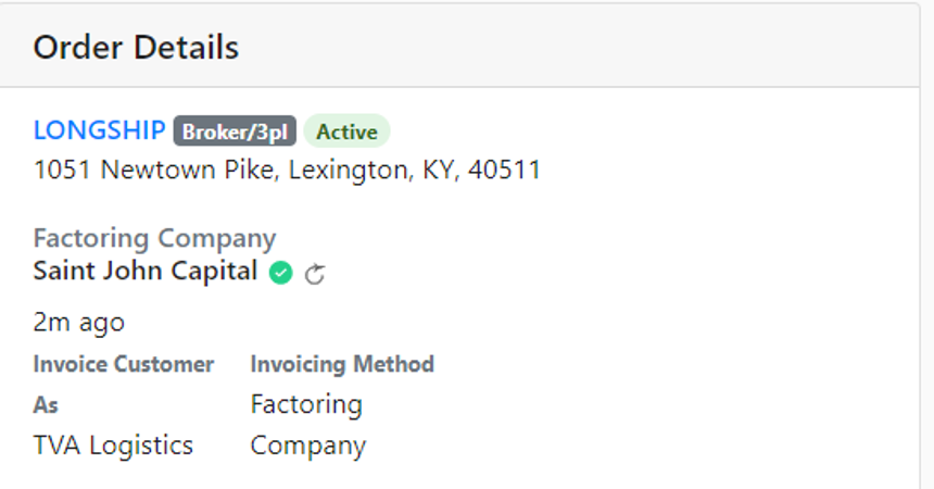 Image displaying Credit Check Refresh icon from load details page