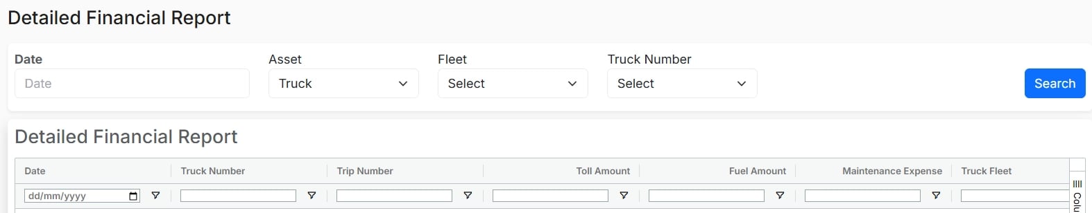 Screenshot showing the Alvys Detailed Financial Report.