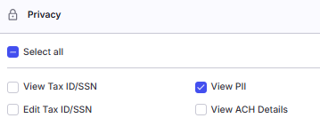 Image showing View PII Permissions