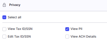 Image showing View PII Permissions