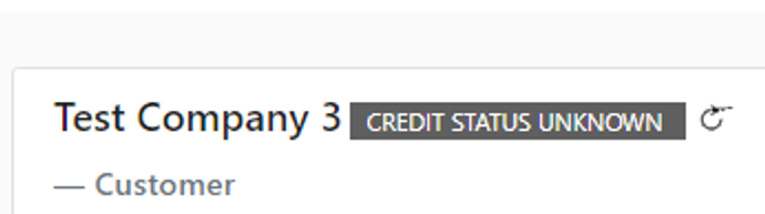 Refresh icon next to a customer or broker name to trigger a credit check