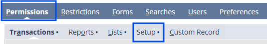 Setup permissions tab on the role