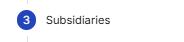 Displays a progress indicator icon highlighting Step 3 (Subsidiaries) within a multi-step setup flow.