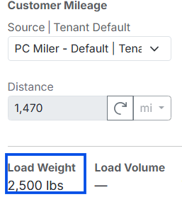 Image showing load weight field on load details page