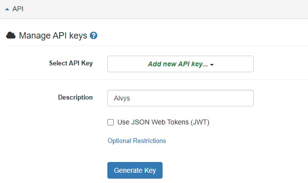 Image showing Fleetrock Settings page with API details