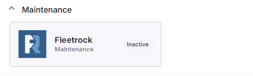 Image showing Fleetrock integration card with inactive status, on the Alvys integrations page