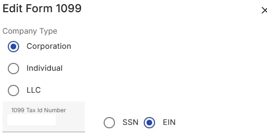 Carrier profile showing Edit Tax ID/SSN field in editable state