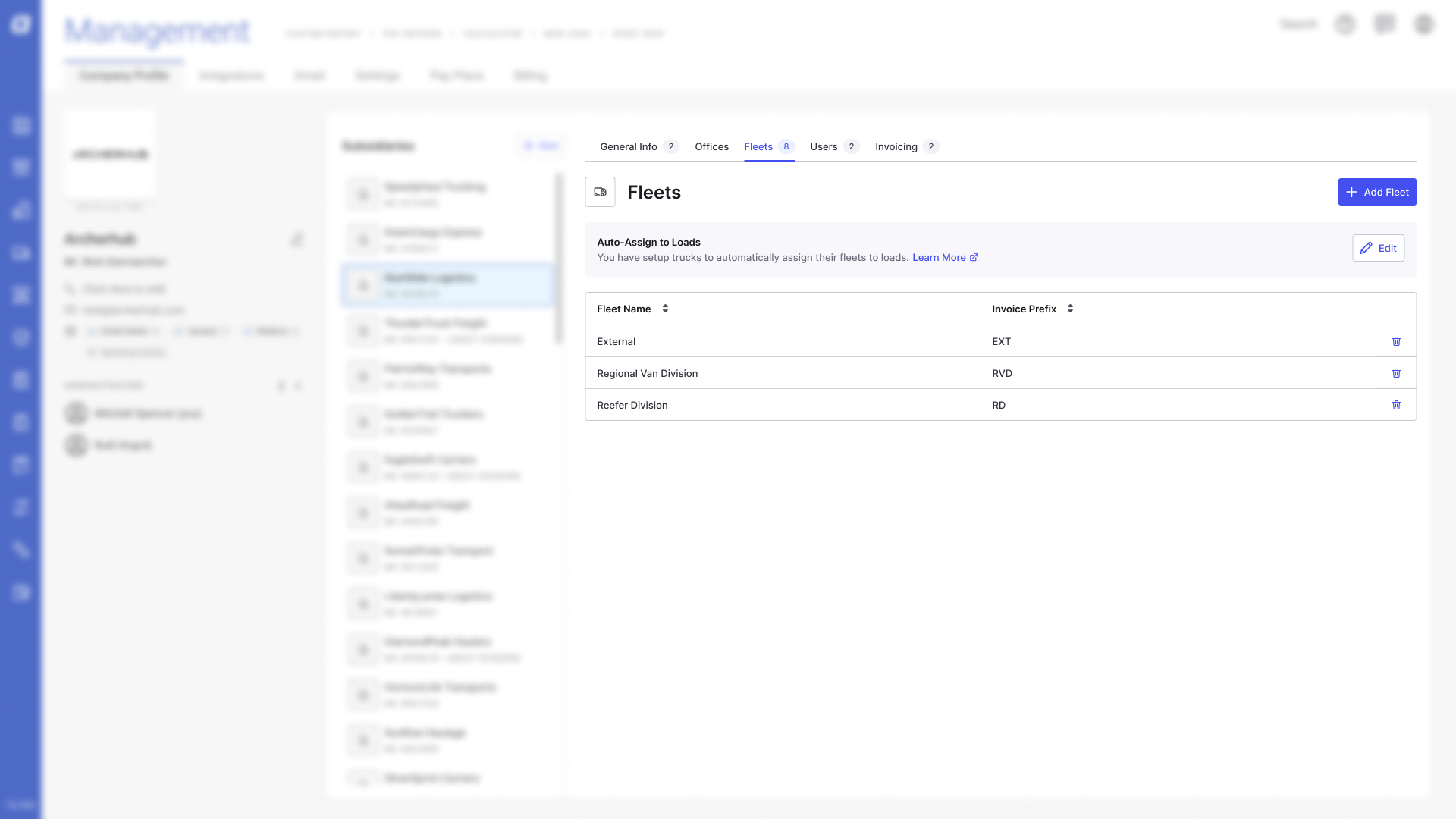 The Fleets page showing the Auto-assign automation as active.