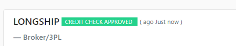 Credit check status displayed next to the customer or broker name in the profile header.