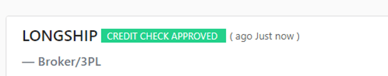 Credit check status displayed next to the customer or broker name in the profile header.