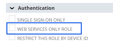 Restricting the role to Web Services Only