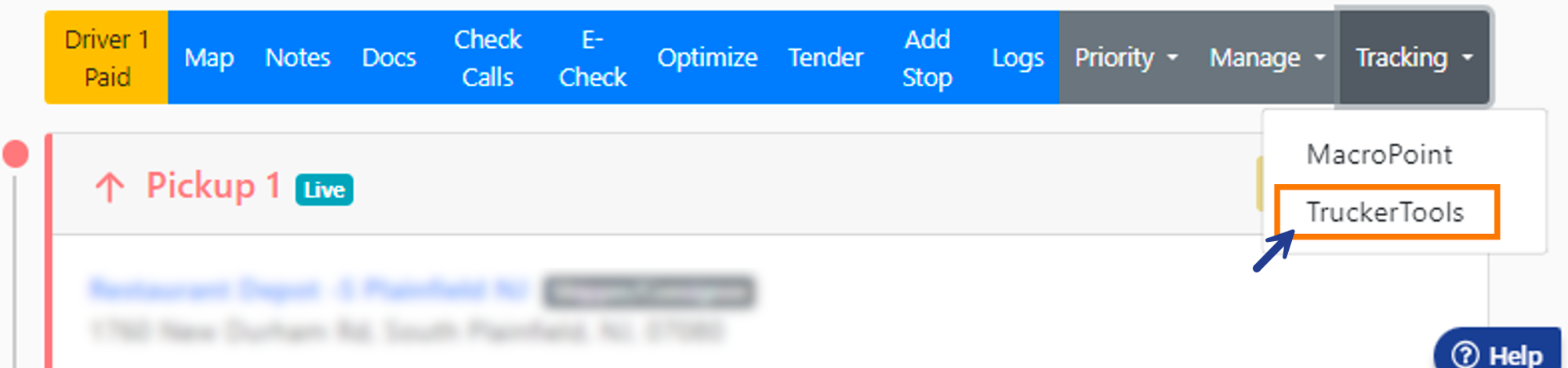 Load Tracking tab showing the tracking initiation form