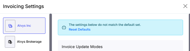 This warning alerts you that your updated settings do not match the default.