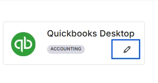Alvys Integrations page showing Accounting section with QuickBooks Desktop edit icon.