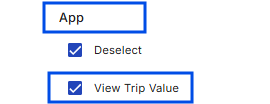 Image showing View Trip Value permission which also controls viewing the trip value in the mobile app