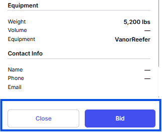 Bid button in side panel footer.