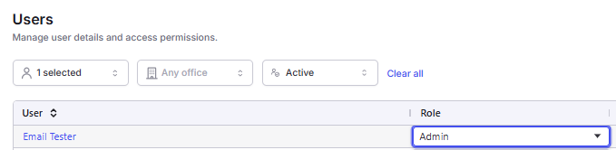 Screenshot of the Partner Admin role in Company Profile > Users.