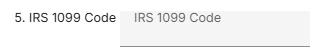 Displays step 5 of the setup tracking the input field for the IRS 1099 Code.