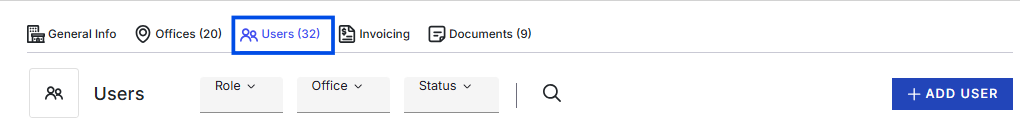 Company Profile Users tab