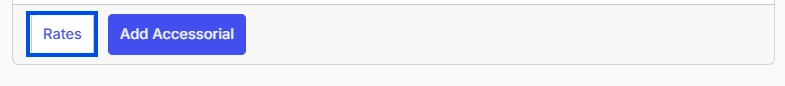 Shows: Money Box footer on the trip detail page with the Rates button highlighted.