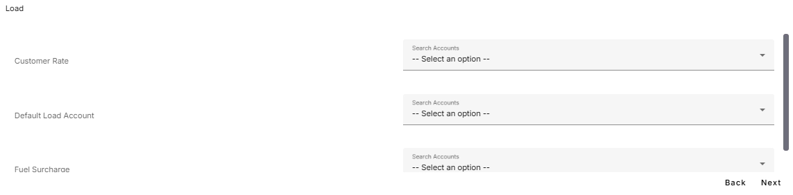 Load account mapping screen.