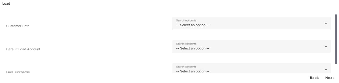 Load account mapping screen.