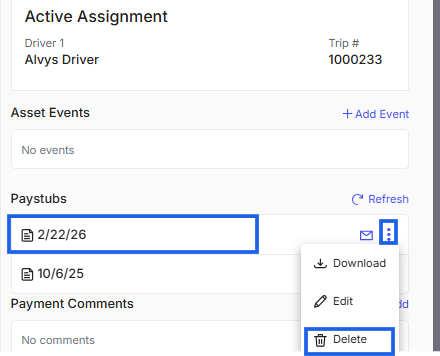 How to delete a driver statement