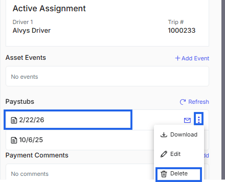 How to delete a driver statement