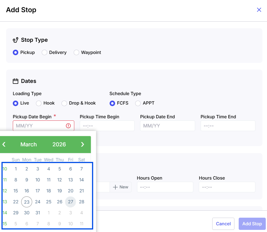 Add Stop calendar with Calendar Past Dates permission