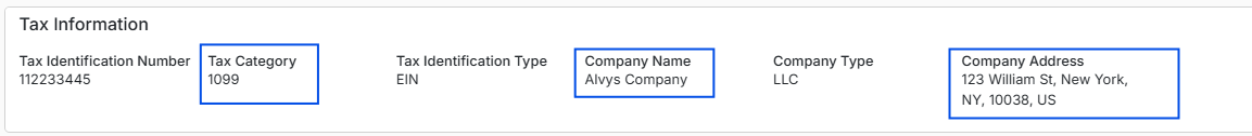 Driver Profile showing fields for Tax Category, Company Name, and Company Address.